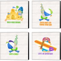 Framed 'Gnomes of Summer 4 Piece Canvas Print Set' border=