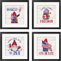 Framed Patriotic Gnomes 4 Piece Framed Art Print Set