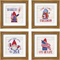 Framed Patriotic Gnomes 4 Piece Framed Art Print Set
