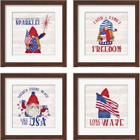 Framed 'Patriotic Gnomes 4 Piece Framed Art Print Set' border=