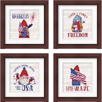 Framed 'Patriotic Gnomes 4 Piece Framed Art Print Set' border=
