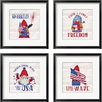 Framed 'Patriotic Gnomes 4 Piece Framed Art Print Set' border=