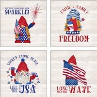 Framed 'Patriotic Gnomes 4 Piece Art Print Set' border=