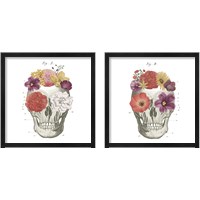 Framed Floral Skull 2 Piece Framed Art Print Set
