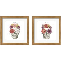 Framed 'Floral Skull 2 Piece Framed Art Print Set' border=