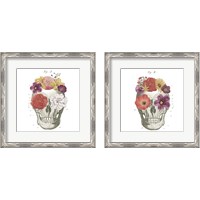 Framed Floral Skull 2 Piece Framed Art Print Set