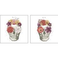 Framed Floral Skull 2 Piece Art Print Set