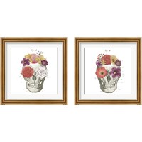 Framed 'Floral Skull 2 Piece Framed Art Print Set' border=