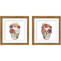 Framed 'Floral Skull 2 Piece Framed Art Print Set' border=