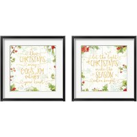 Framed 'Christmas Sentiments Gold 2 Piece Framed Art Print Set' border=