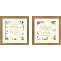 Framed 'Christmas Sentiments Gold 2 Piece Framed Art Print Set' border=