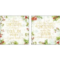 Framed Christmas Sentiments Gold 2 Piece Art Print Set