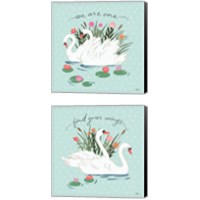 Framed 'Swan Lake Mint 2 Piece Canvas Print Set' border=