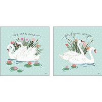 Framed Swan Lake Mint 2 Piece Art Print Set