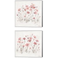 Framed 'Wildflowers Pink 2 Piece Canvas Print Set' border=
