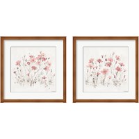 Framed 'Wildflowers Pink 2 Piece Framed Art Print Set' border=