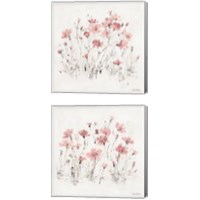 Framed 'Wildflowers Pink 2 Piece Canvas Print Set' border=