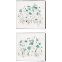 Framed Wildflowers Turquoise 2 Piece Canvas Print Set