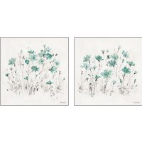Framed 'Wildflowers Turquoise 2 Piece Art Print Set' border=