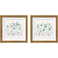 Framed 'Wildflowers Turquoise 2 Piece Framed Art Print Set' border=