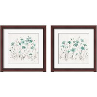 Framed 'Wildflowers Turquoise 2 Piece Framed Art Print Set' border=