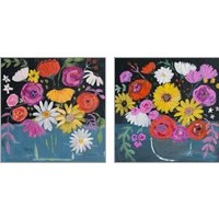 Framed 'Folk Floral 2 Piece Art Print Set' border=