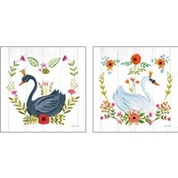 Framed 'Swan Love 2 Piece Art Print Set' border=