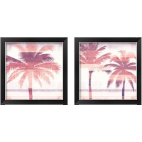 Framed 'Beachscape Palms Pink Purple 2 Piece Framed Art Print Set' border=
