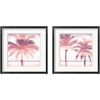 Framed Beachscape Palms Pink Purple 2 Piece Framed Art Print Set