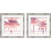 Framed 'Beachscape Palms Pink Purple 2 Piece Framed Art Print Set' border=