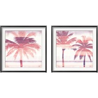 Framed 'Beachscape Palms Pink Purple 2 Piece Framed Art Print Set' border=