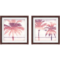 Framed Beachscape Palms Pink Purple 2 Piece Framed Art Print Set