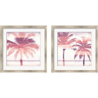 Framed Beachscape Palms Pink Purple 2 Piece Framed Art Print Set