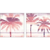 Framed Beachscape Palms Pink Purple 2 Piece Art Print Set