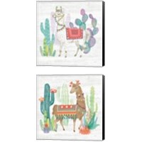 Framed 'Lovely Llamas 2 Piece Canvas Print Set' border=