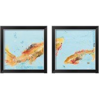 Framed 'Fish in the Sea Aqua 2 Piece Framed Art Print Set' border=