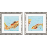 Framed 'Fish in the Sea Aqua 2 Piece Framed Art Print Set' border=