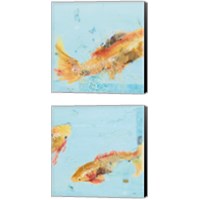 Framed 'Fish in the Sea Aqua 2 Piece Canvas Print Set' border=