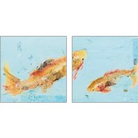 Framed 'Fish in the Sea Aqua 2 Piece Art Print Set' border=