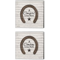 Framed Cowboy & Cowgirl 2 Piece Canvas Print Set