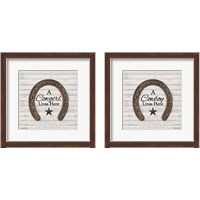 Framed 'Cowboy & Cowgirl 2 Piece Framed Art Print Set' border=