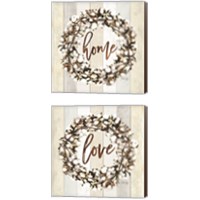 Framed Cotton Wreath 2 Piece Canvas Print Set