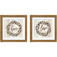 Framed 'Cotton Wreath 2 Piece Framed Art Print Set' border=