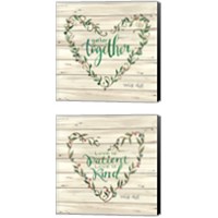 Framed Heart Wreath 2 Piece Canvas Print Set