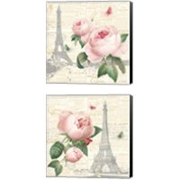 Framed 'Roses in Paris  2 Piece Canvas Print Set' border=