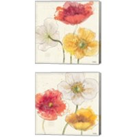 Framed 'Painted Poppies  2 Piece Canvas Print Set' border=