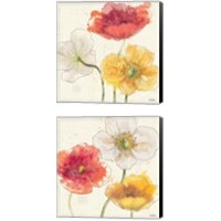 Framed Painted Poppies  2 Piece Canvas Print Set