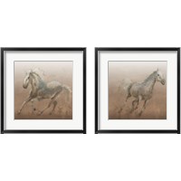 Framed 'Stallion on Leather 2 Piece Framed Art Print Set' border=