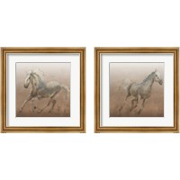 Framed 'Stallion on Leather 2 Piece Framed Art Print Set' border=