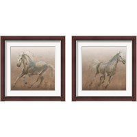 Framed 'Stallion on Leather 2 Piece Framed Art Print Set' border=